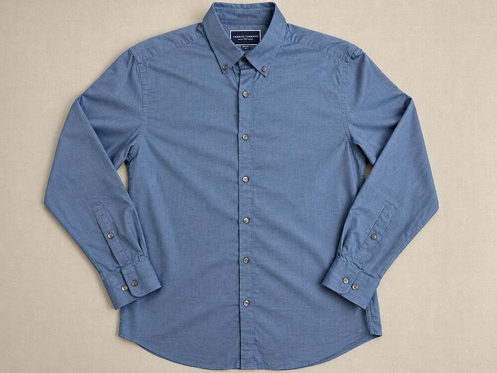 Charles Tyrwhitt Blue Extra Slim Fit Button-Down Shirt Size L